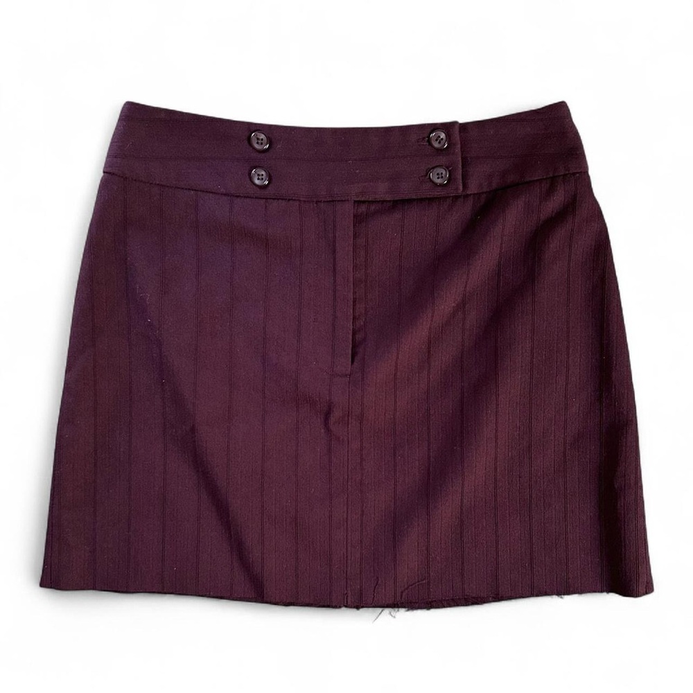 Apostrophe Burgundy Purple Raw Hem Button Mini Skirt Y2K Style